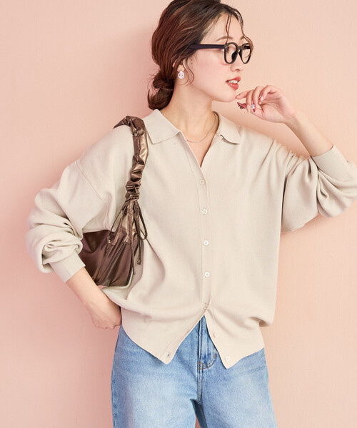 FREAK'S STORE(フリークスストア)の「限定展開 スキッパー ポロニット カーディガン(カーディガン/ボレロ・レディース・ブラック/ベージュ/ネイビー/ブラウン/レッド/サックスブルー/ナチュラル・フリ-)」の4枚目の写真
