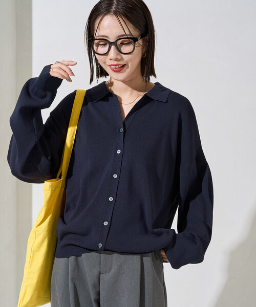 FREAK'S STORE(フリークスストア)の「限定展開 スキッパー ポロニット カーディガン(カーディガン/ボレロ・レディース・ブラック/ベージュ/ネイビー/ブラウン/レッド/サックスブルー/ナチュラル・フリ-)」の5枚目の写真