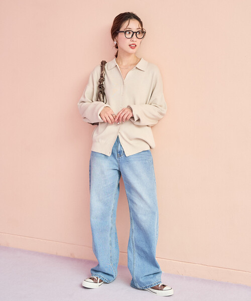 FREAK'S STORE(フリークスストア)の「限定展開 スキッパー ポロニット カーディガン(カーディガン/ボレロ・レディース・ブラック/ベージュ/ネイビー/ブラウン/レッド/サックスブルー/ナチュラル・フリ-)」の10枚目の写真