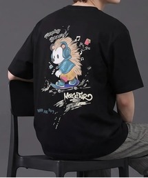 ヘッドホン キャラクター アートグラフィック バックプリント 半袖Tシャツ