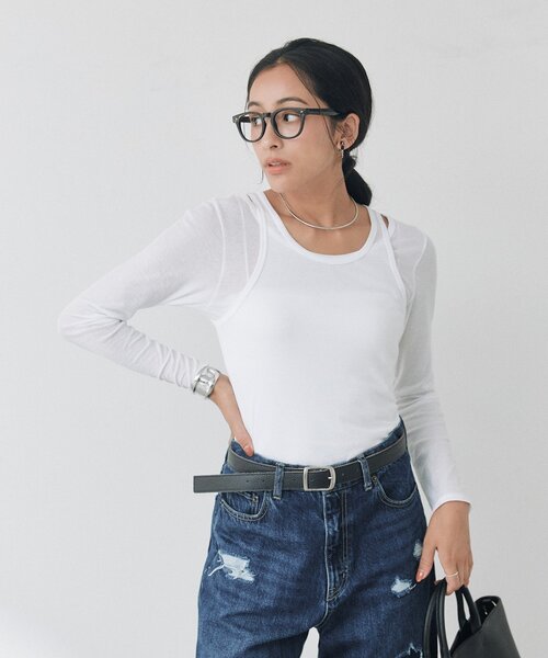 RIVE DROITE(リヴドロワ)の「【A・MONN】【セットアイテム】レイヤードロンTee(Tシャツ/カットソー・レディース・オフホワイト/ブラウン・FREE)」の18枚目の写真