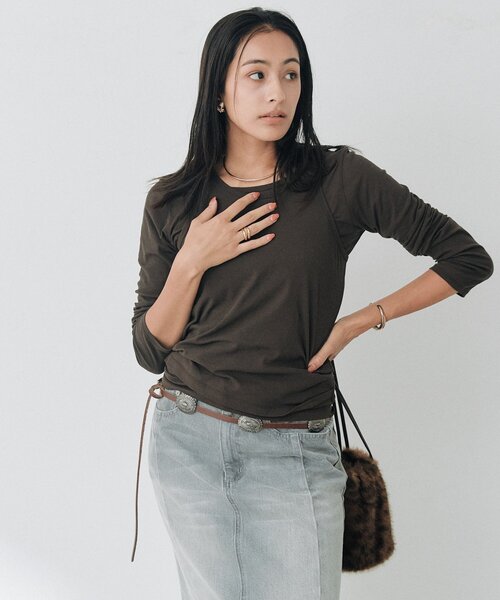 RIVE DROITE(リヴドロワ)の「【A・MONN】【セットアイテム】レイヤードロンTee(Tシャツ/カットソー・レディース・オフホワイト/ブラウン・FREE)」の9枚目の写真