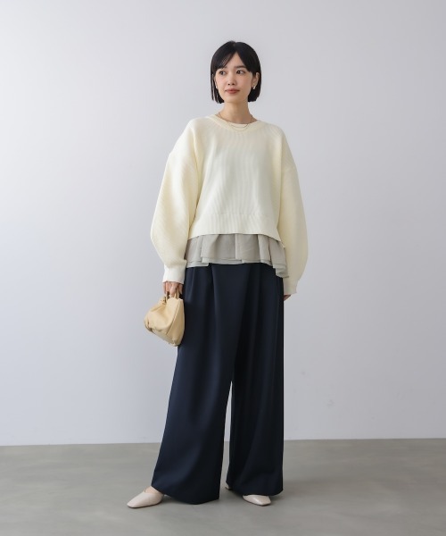 Bou Jeloud(ブージュルード)の「軽量レイヤードニットプルオーバー(その他トップス・レディース・オフホワイト/ブラック・FREE)」の8枚目の写真