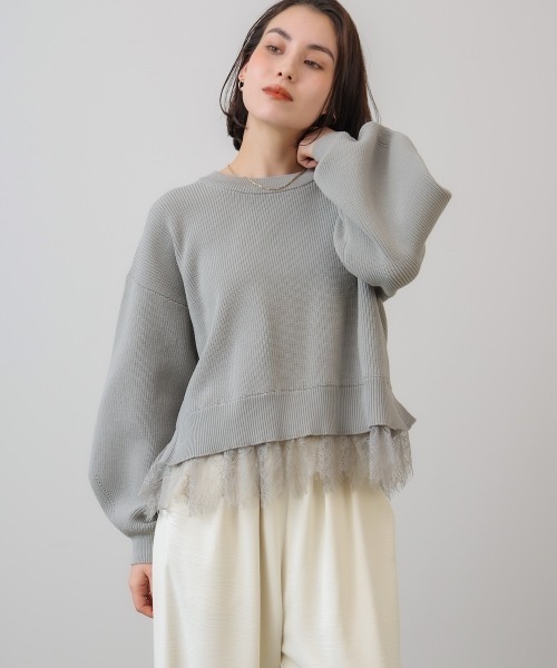 Bou Jeloud(ブージュルード)の「軽量レイヤードニットプルオーバー(その他トップス・レディース・オフホワイト/ブラック・FREE)」の14枚目の写真