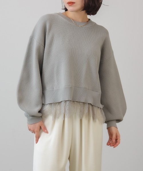 Bou Jeloud(ブージュルード)の「軽量レイヤードニットプルオーバー(その他トップス・レディース・オフホワイト/ブラック・FREE)」の15枚目の写真