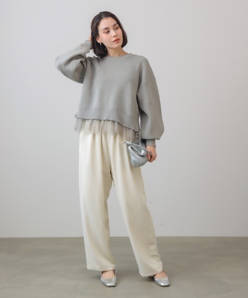 Bou Jeloud(ブージュルード)の「軽量レイヤードニットプルオーバー(その他トップス・レディース・オフホワイト/ブラック・FREE)」の16枚目の写真