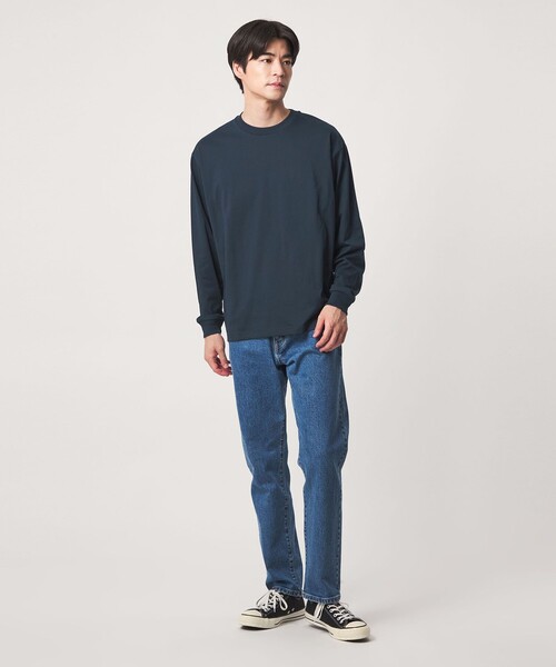 green label relaxing(グリーンレーベルリラクシング)の「【WEB限定】JUST fit デイリー ワイド 長袖 Tシャツ -吸水速乾・抗菌-(Tシャツ/カットソー・メンズ・ダークブラウン/ホワイト/ライトグレー/ネイビー/ブラック/ダークグレー/モカ・XL/S/M/L)」の14枚目の写真