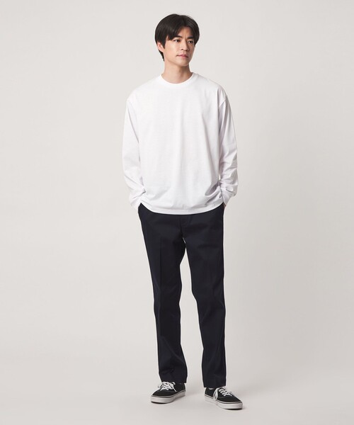green label relaxing(グリーンレーベルリラクシング)の「【WEB限定】JUST fit デイリー ワイド 長袖 Tシャツ -吸水速乾・抗菌-(Tシャツ/カットソー・メンズ・ダークブラウン/ホワイト/ライトグレー/ネイビー/ブラック/ダークグレー/モカ・XL/S/M/L)」の15枚目の写真