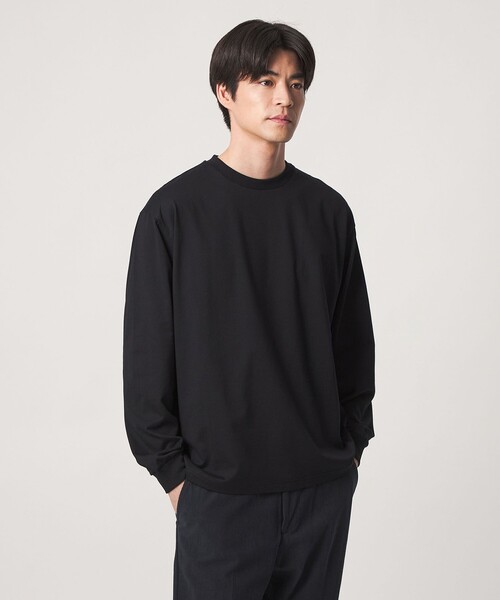 green label relaxing(グリーンレーベルリラクシング)の「【WEB限定】JUST fit デイリー ワイド 長袖 Tシャツ -吸水速乾・抗菌-(Tシャツ/カットソー・メンズ・ダークブラウン/ホワイト/ライトグレー/ネイビー/ブラック/ダークグレー/モカ・XL/S/M/L)」の16枚目の写真