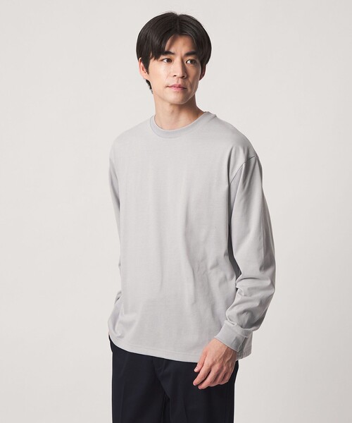 green label relaxing(グリーンレーベルリラクシング)の「【WEB限定】JUST fit デイリー ワイド 長袖 Tシャツ -吸水速乾・抗菌-(Tシャツ/カットソー・メンズ・ダークブラウン/ホワイト/ライトグレー/ネイビー/ブラック/ダークグレー/モカ・XL/S/M/L)」の18枚目の写真