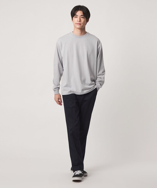 green label relaxing(グリーンレーベルリラクシング)の「【WEB限定】JUST fit デイリー ワイド 長袖 Tシャツ -吸水速乾・抗菌-(Tシャツ/カットソー・メンズ・ダークブラウン/ホワイト/ライトグレー/ネイビー/ブラック/ダークグレー/モカ・XL/S/M/L)」の19枚目の写真