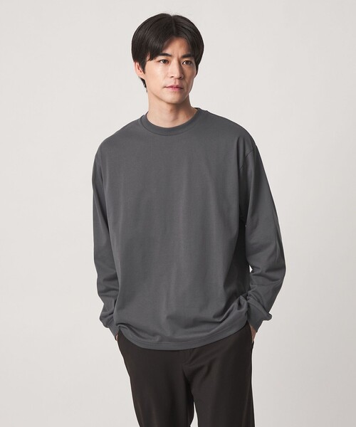 green label relaxing(グリーンレーベルリラクシング)の「【WEB限定】JUST fit デイリー ワイド 長袖 Tシャツ -吸水速乾・抗菌-(Tシャツ/カットソー・メンズ・ダークブラウン/ホワイト/ライトグレー/ネイビー/ブラック/ダークグレー/モカ・XL/S/M/L)」の20枚目の写真