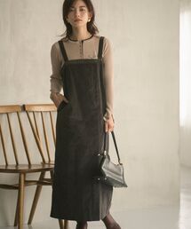 ストレッチコーデュロイジャンパースカート 【低身長・小柄女性】