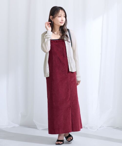 COHINA(コヒナ)の「ストレッチコーデュロイジャンパースカート 【低身長・小柄女性】(ジャンパースカート・レディース・キャメル/チャコール/ボルドー・S/XS)」の3枚目の写真
