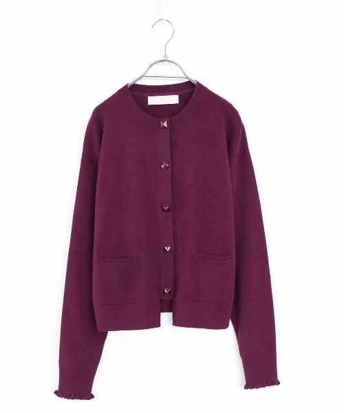 Marilyn Moon(マリリンムーン)の「cotton cashmere bijou cardigan(カーディガン/ボレロ・レディース・アイボリー/ネイビー/レッド/ブラック/パープル・FREE)」の4枚目の写真