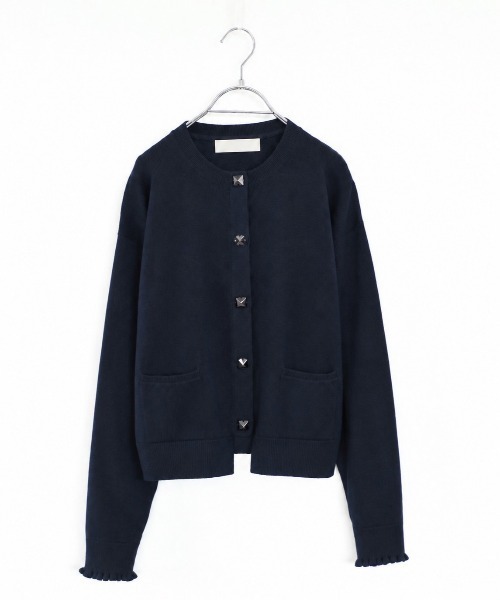 Marilyn Moon(マリリンムーン)の「cotton cashmere bijou cardigan(カーディガン/ボレロ・レディース・アイボリー/ネイビー/レッド/ブラック/パープル・FREE)」の3枚目の写真