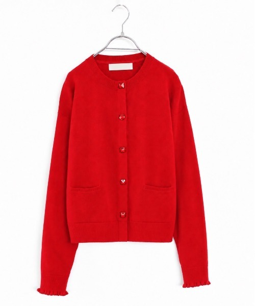 Marilyn Moon(マリリンムーン)の「cotton cashmere bijou cardigan(カーディガン/ボレロ・レディース・アイボリー/ネイビー/レッド/ブラック/パープル・FREE)」の5枚目の写真