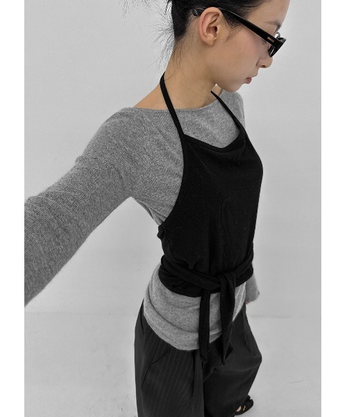 BLACKUP（ブラックアップ）の「[MADE] ナリアンボートネックロングニット+チョーカーセット（ニット/セーター・レディース・ブルー/ブラウン/グレー・FREE）」の18枚目の写真