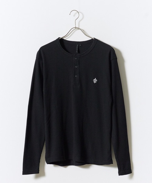 ROOPTOKYO（ループトウキョウ）の「ワンポイント刺繍ワッフルジャストフィットヘンリーネックT Tシャツ 長袖 ワッフル生地 カジュアル y2K ストリート メンズ レディース 2026年 秋 秋服 冬 冬服（Tシャツ/カットソー・メンズ・ホワイト/ブラック・S/M/L）」の8枚目の写真