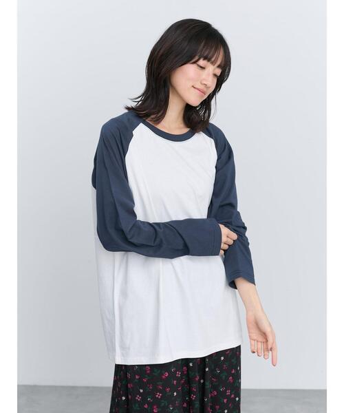 Samansa Mos2(サマンサ モスモス)の「ラグランロンT(Tシャツ/カットソー・レディース・グレー/オフホワイト/キナリ・F)」の2枚目の写真