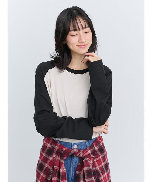 Samansa Mos2(サマンサ モスモス)の「ラグランロンT(Tシャツ/カットソー・レディース・グレー/オフホワイト/キナリ・F)」の7枚目の写真