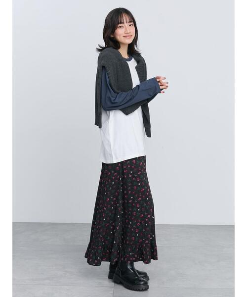 Samansa Mos2(サマンサ モスモス)の「ラグランロンT(Tシャツ/カットソー・レディース・グレー/オフホワイト/キナリ・F)」の8枚目の写真