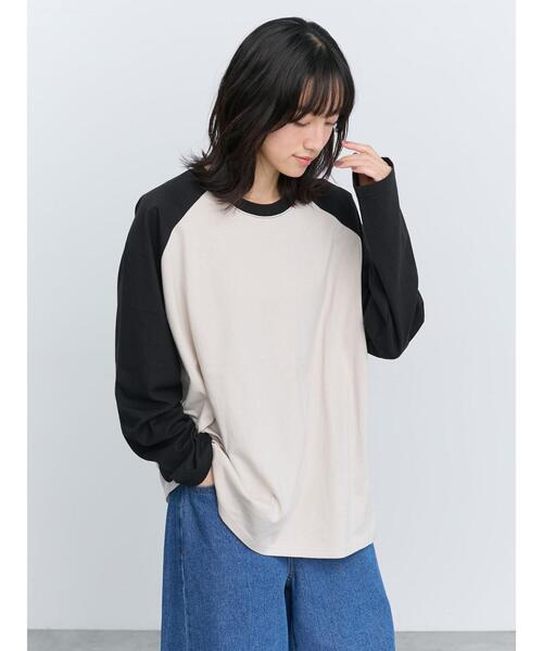 Samansa Mos2(サマンサ モスモス)の「ラグランロンT(Tシャツ/カットソー・レディース・グレー/オフホワイト/キナリ・F)」の13枚目の写真
