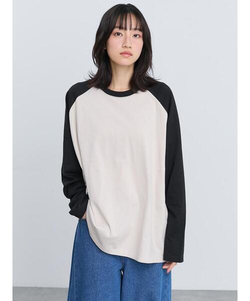 Samansa Mos2(サマンサ モスモス)の「ラグランロンT(Tシャツ/カットソー・レディース・グレー/オフホワイト/キナリ・F)」の14枚目の写真