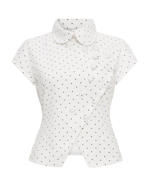 into.eight(イントゥエイト)の「【into.eight】Lana Shirt / 【イントゥエイト】ドットアシンメトリーボタン半袖ブラウス(シャツ/ブラウス・レディース・ホワイト・S)」の11枚目の写真
