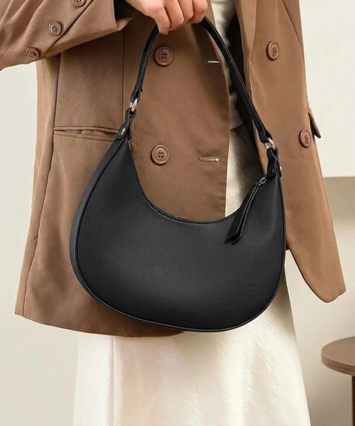 STYLEBLOCK(スタイルブロック)の「ラウンドショルダーバッグ/ペットボトル収納可(ショルダーバッグ・レディース・ダークブラウン/ブラック・FREE)」の5枚目の写真