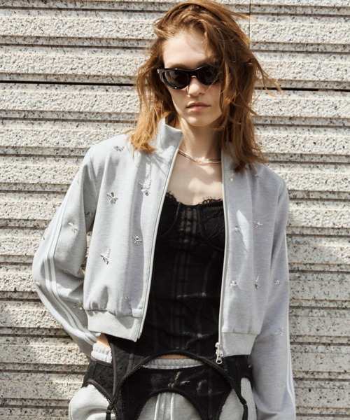 JOSE MOON(ジョゼムーン)の「JOSEMOON JERSEY with BIJOU/ジョゼムーンジャージwithビジュー(ジャージ・レディース・ブラック/サックスブルー/グレー・FREE)」の2枚目の写真