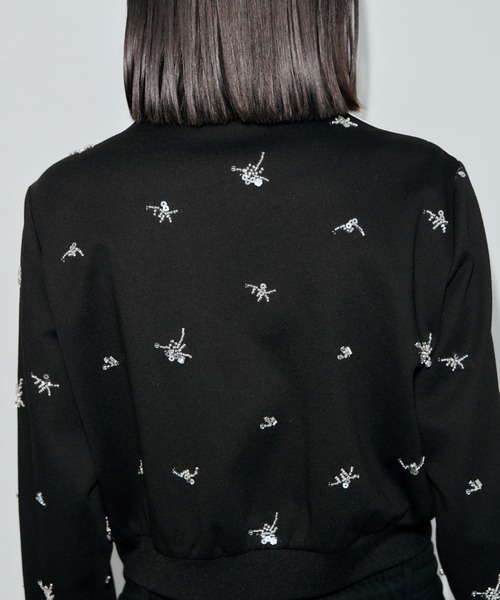 JOSE MOON(ジョゼムーン)の「JOSEMOON JERSEY with BIJOU/ジョゼムーンジャージwithビジュー(ジャージ・レディース・ブラック/サックスブルー/グレー・FREE)」の7枚目の写真