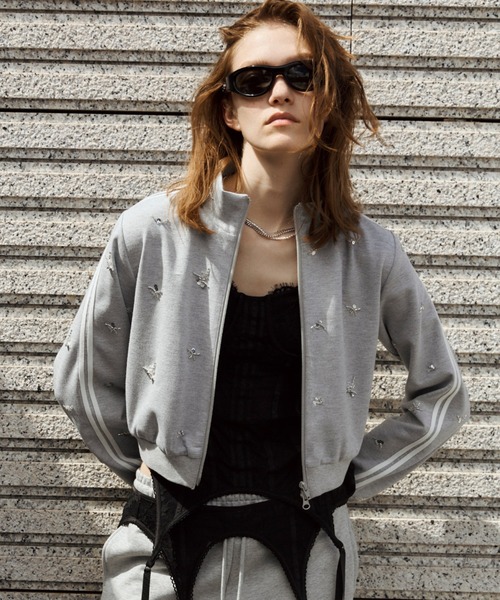 JOSE MOON(ジョゼムーン)の「JOSEMOON JERSEY with BIJOU/ジョゼムーンジャージwithビジュー(ジャージ・レディース・ブラック/サックスブルー/グレー・FREE)」の9枚目の写真