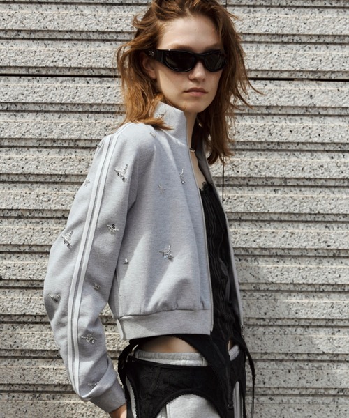 JOSE MOON(ジョゼムーン)の「JOSEMOON JERSEY with BIJOU/ジョゼムーンジャージwithビジュー(ジャージ・レディース・ブラック/サックスブルー/グレー・FREE)」の4枚目の写真