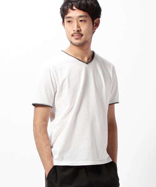 BEAMS(ビームス)の「BEAMS / ダブルカラー カットオフ Vネック(Tシャツ/カットソー・メンズ・ホワイト/ホワイト系その他/チャコールグレー/ネイビー・SMALL/MEDIUM/LARGE/X-LARGE)」の5枚目の写真