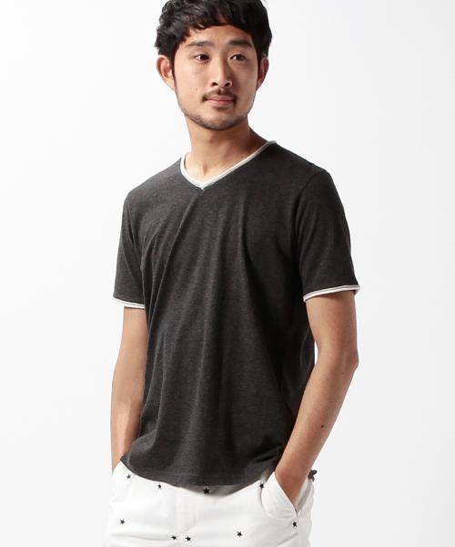 BEAMS(ビームス)の「BEAMS / ダブルカラー カットオフ Vネック(Tシャツ/カットソー・メンズ・ホワイト/ホワイト系その他/チャコールグレー/ネイビー・SMALL/MEDIUM/LARGE/X-LARGE)」の8枚目の写真