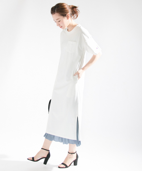 Champion(チャンピオン)の「 UR Champion×UR 別注ヘビーウエイトポケット付ワンピース(ワンピース・レディース・ブラック/ネイビー/ホワイト・FREE)」の4枚目の写真