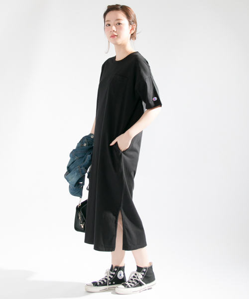 Champion(チャンピオン)の「 UR Champion×UR 別注ヘビーウエイトポケット付ワンピース(ワンピース・レディース・ブラック/ネイビー/ホワイト・FREE)」の18枚目の写真