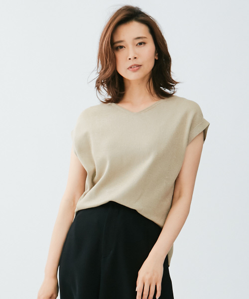 qualite（カリテ）の「カラーラメニットプルオーバー（ニット/セーター・レディース・ピンクベージュ/ゴールド/ボルドー・FREE）」の3枚目の写真