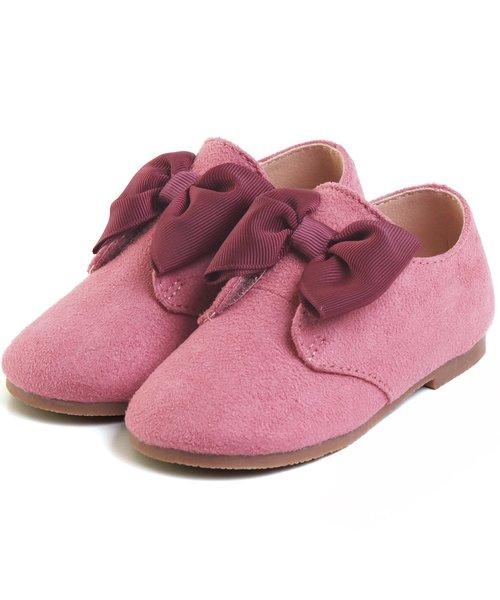 apres les cours（アプレレクール）の「スウェードリボンシューズ（その他シューズ・キッズ・ピンク/ブラック・14/15 /16/17/18/19/20）」の2枚目の写真
