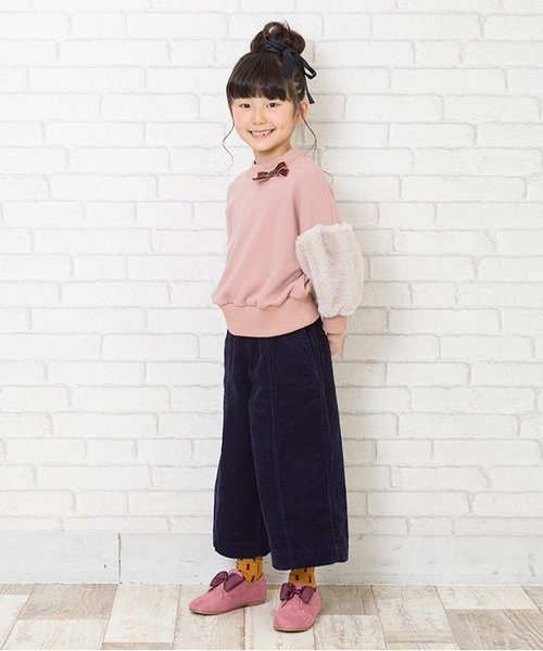 apres les cours（アプレレクール）の「スウェードリボンシューズ（その他シューズ・キッズ・ピンク/ブラック・14/15 /16/17/18/19/20）」の4枚目の写真