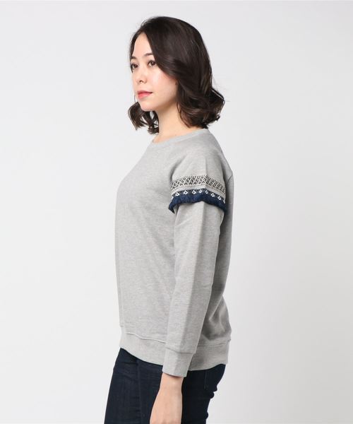 go slow caravan（ゴースローキャラバン）の「OPTIMISM/オプティミズム　裏毛チロリアンクルー（スウェット・レディース・カーキ/杢グレー・FREE）」の4枚目の写真