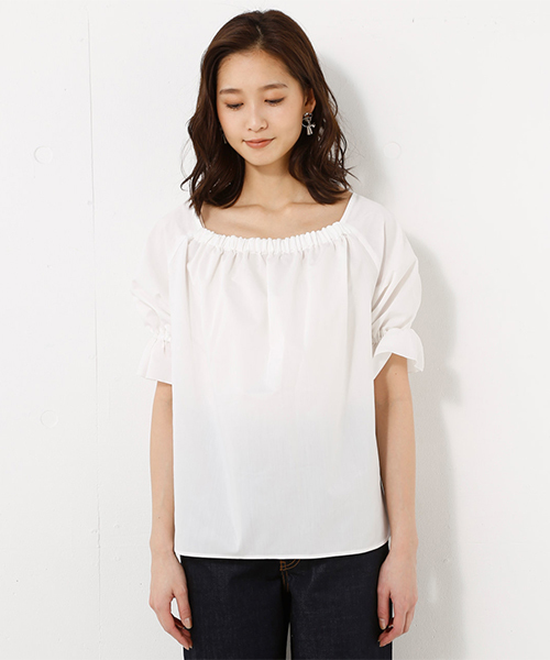 AZUL by moussy（アズールバイマウジー）の「TCマーベラス3WAYパフスリーブブラウス（シャツ/ブラウス・レディース・ブラック/オフホワイト・MEDIUM/SMALL）」の8枚目の写真