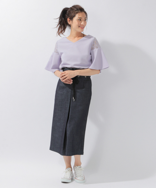 laboratory work（ラボラトリーワーク）の「パネルレースプルオーバー（Tシャツ/カットソー・レディース・ブラック/サックスブルー/アイボリー・MEDIUM）」の6枚目の写真