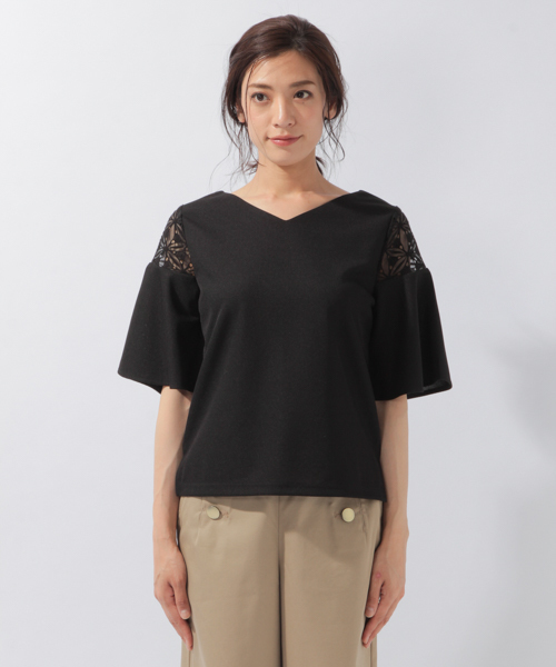 laboratory work（ラボラトリーワーク）の「パネルレースプルオーバー（Tシャツ/カットソー・レディース・ブラック/サックスブルー/アイボリー・MEDIUM）」の7枚目の写真