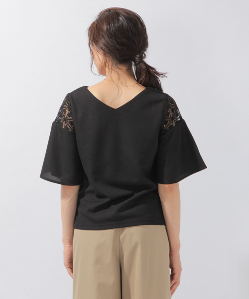 laboratory work（ラボラトリーワーク）の「パネルレースプルオーバー（Tシャツ/カットソー・レディース・ブラック/サックスブルー/アイボリー・MEDIUM）」の9枚目の写真