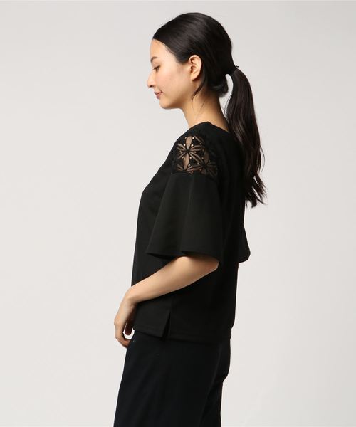 laboratory work（ラボラトリーワーク）の「パネルレースプルオーバー（Tシャツ/カットソー・レディース・ブラック/サックスブルー/アイボリー・MEDIUM）」の4枚目の写真