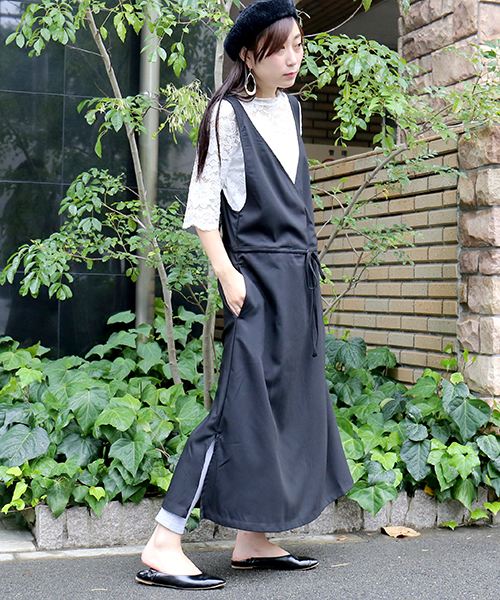 n'ee-ne（ネーネ）の「2wayカシュクール　ジャンパースカート（ジャンパースカート・レディース・チャコールグレー/ブラック・FREE）」の14枚目の写真