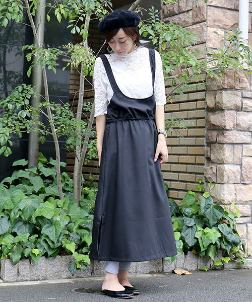 n'ee-ne（ネーネ）の「2wayカシュクール　ジャンパースカート（ジャンパースカート・レディース・チャコールグレー/ブラック・FREE）」の9枚目の写真