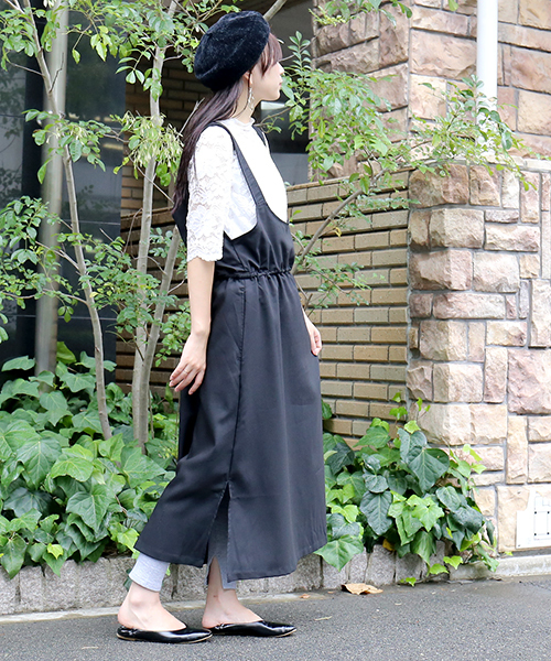 n'ee-ne（ネーネ）の「2wayカシュクール　ジャンパースカート（ジャンパースカート・レディース・チャコールグレー/ブラック・FREE）」の11枚目の写真